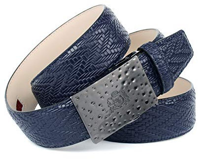 Anthoni Crown Herren Ledergürtel Gürtel, Dunkelblau, 105