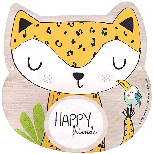 Les Jardins de la Comtesse - Patère - Porte-Manteau en Bois de Peuplier 100% Français - Thème Gigi la Girafe - Décoration Murale pour Chambre de Bébé - 17 cm x 17 cm