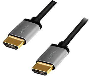 LogiLink CHA0102 - Cable HDMI (4K60 Hz, aluminio, 3 m), color negro y gris