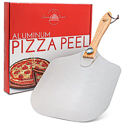 Connsole Casa-Metal Pizzaschieber 12 Zoll pizzaschaufel mit klappbarem Holzgriff Aluminium Pizzaschieber Pizzaschieber Paddel für Öfen Pizzaschieber für Zuhause und Restaurants