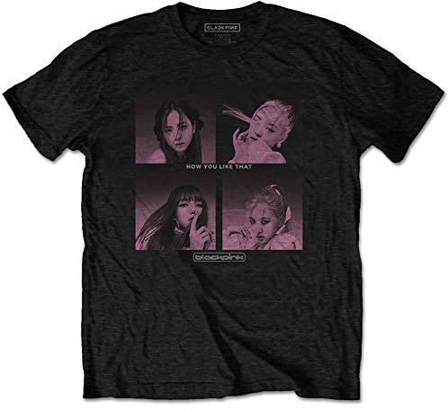 BlackPink T-Shirt, How You Like That Band, offizielles Logo, für Herren, Schwarz, Schwarz, M