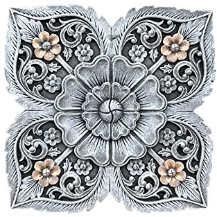 Stone and Style Wandrelief Mandala Blüte frostfest massiver Steinguss