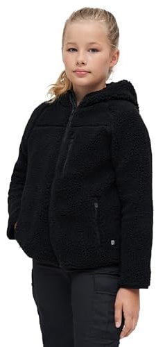 Brandit Kids Teddyfleece Jacket Hooded, Farbe: black, Größe: XL 158