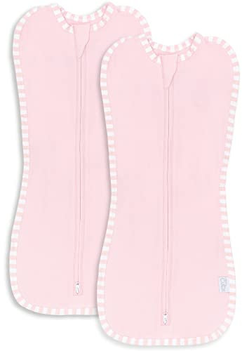 Comfy Cubs Wickeldecke für Babys, Mädchen, Jungen, einfacher Reißverschluss, 2er-Pack, Neugeborene, Schlafsack (Klein: 0–3 Monate - Rosa)