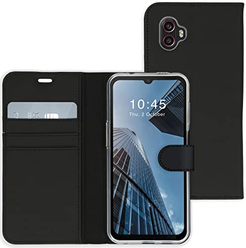 ACCEZZ kompatibel mit Samsung Galaxy Xcover 6 Pro Hülle – Wallet Soft Case Handytasche – Side Flip Handyhülle in Schwarz [3 Kartenfächer, Ständer, Magnetverschluss]