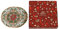 Hervit Set 2 piattini Tema Natalizio in Porcellana con decori Oro e Verdi Ø19 cm