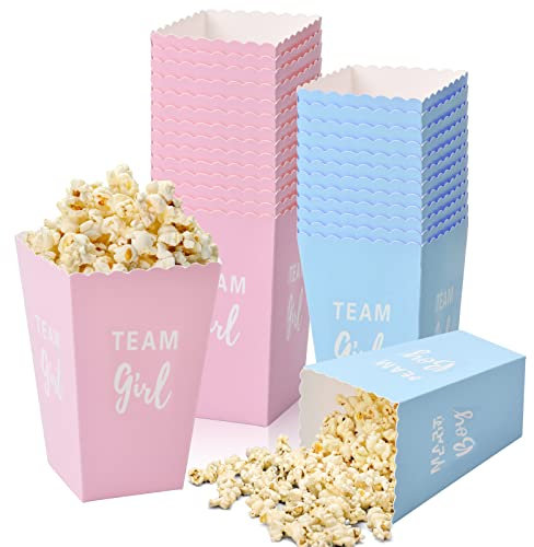 50 Piezas Cartones de Palomitas Pequeñas, Cartón Caramelo Contenedor, Bolsa de Palomitas, Azul y Rosa Cajas de Palomitas de Maíz, Cubo Palomitas para Fiestas Cumpleaños Boda Noches de Cine