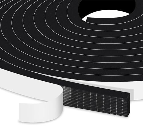 YIMIKI Joint de fenêtre de porte, joint en mousse adhésif renforcé pour porte d'entrée, bande anti-froid en néoprène, 12 mm (L) x 6 mm (H), total 10 m (L)