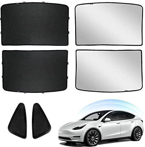 Glasdach Sonnenschutz für Tesla Modell Y 2020-2023, Oberlichter Sonnenschutz mit UV/Wärmedämmung Reflexion Abdeckungen Dachfenster Sonnenschutz (Set von 6)