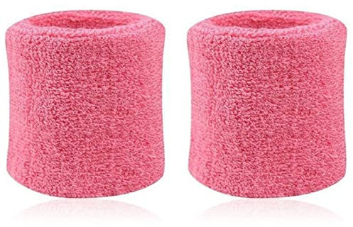Schweißbänder Handgelenk, Saugfähige Handgelenk Schweißbänder für Damen & Herren, Fitness Arm Schweißband, Sport Schweißband Armband Weiche Baumwolle für Handball Fußball Tennis Rosa