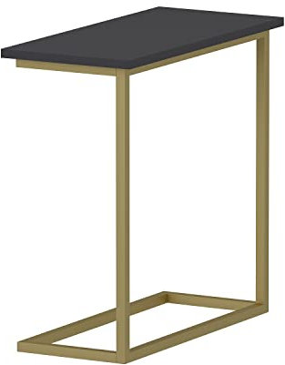 moebel17 Beistelltisch rechteckig -CouchTisch, Moderner Wohnzimmertisch Sofatisch Kaffeetisch, Metallgestell, Anthrazit Gold, für Wohnzimmer, Schlafzimmer, Flur, Büro 64 x 62 x 30 cm 9277