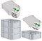PROREGAL SuperSparSet 4x Eurobox NextGen Grip mit Scharnierdeckel und grünen Schiebeschnappverschlüssen, HxBxT 22x40x60cm, 44 L, Grau, Griffe geschlossen, Eurobehälter, Transportbox
