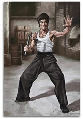 Bruce Lee Nunchaku Leinwand-Poster, dekoratives Gemälde, Leinwand, Wandposter und Kunstbild, modernes Familien-Schlafzimmer, Dekoration, Poster, 20 x 30 cm