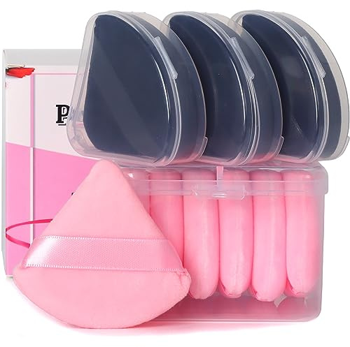 Ocim 10Pcs Triangle Powder Puff Face Makeup,Setting,Black&Pink