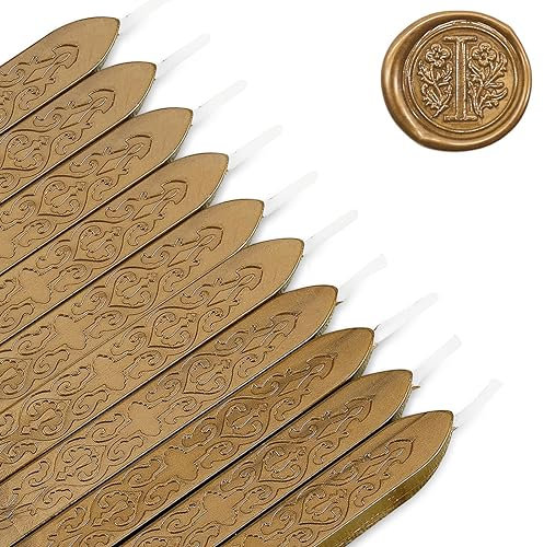 MeYuxg 10 Stück Siegelwachs Gold mit Dochten, Vintage DichtungsWachs, Wachssiegel Stock, Siegelwachs, Siegellack Gold für Briefsiegel & Wachssiegel Stempel (Untergolden)