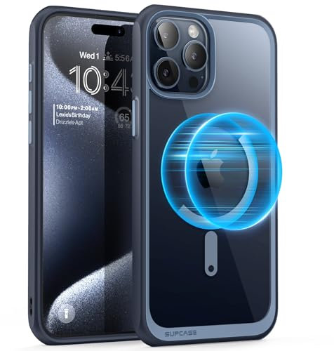 SUPCASE Magnetische Schutzhülle für iPhone 15 Pro Max 6,7 Zoll [UB Mag], transparente Rückseite, dünn, kompatibel mit MagSafe, Zubehör für iPhone 15 Pro Max (Navy)