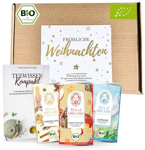 Bio Tee Geschenk Weihnachten - Fröhliche Weihnachten - Mit Liebe gefertigt von Menschen mit Behinderung | fair | loser Tee als Geschenkbox