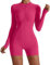 AIEOE Donne Yoga Monopezzo Y2K Maniche Lunghe con Colletto Zip Sport Tutina Donna Aderente Yoga Taglia XL Fucsia