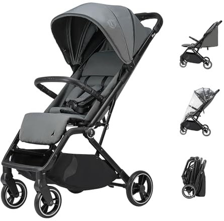 Osann Boogy 2 Kinderwagen Buggy mit Liegefunktion ab Geburt bis 22 kg - Reisebuggy inklusive Regenverdeck, Einhand-Faltmechanismus, UPF 50+ Sonnenschutz - Stone