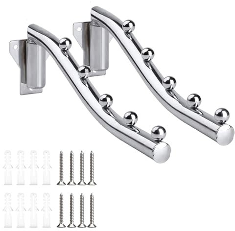 Wilsonzin Clothes Fan Foldable Clothes Airer Wall Mounted 180° Clothes Hook Foldable for Bathroom Balcony Wardrobe with Screws Expansion Tube and Screwdriver Pack of 2