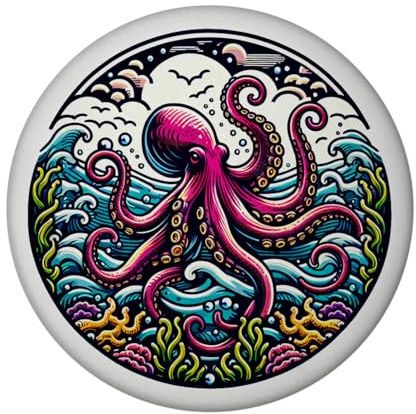Oktopus Magnet mit Flaschenöffner rund Schöner Meereslebewesen-Krake Marine Ozean-Thema Unterwasserwelt Meerestiere Deko-Magnet