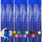 3pcs Tinsel Curtain Blue Glitter Foil Door Backdrop, 3.2ftx6.5ft Fringe Streamers Shimmer Decorations for Birthday Christmas Graduation Party