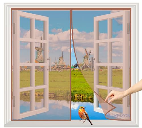 Zanzariera Porta Finestra Alluminio 50x80cm Marrone Tenda Anti-zanzare Totalmente Magnetica Chiusura Automatica per Porta Finestra/Balcone Punch Gratuito