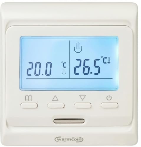 Warmcoin® W51 Thermostat für elektrische Fußbodenheizung Weiß (16A 230V) | Minimalistisches Design, einfache Bedienung. Ideal für Infrarot-Heizfolie und Heizmatten. Zuverlässige Temperaturregelung