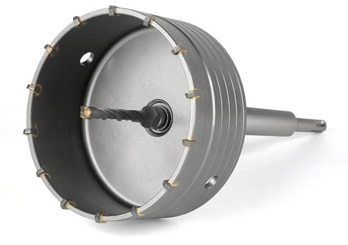 Sega a Tazza per Calcestruzzo BINOTA da 125 mm, con Punte da Carotaggio Circolare, Sega a Tazza, con Codolo SDS Plus, per Calcestruzzo, Cemento, Muri in Mattoni, Muratura