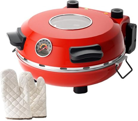 forplubossmmp Electric Pizza Oven 12/31CM Large Plate Pizza Making Machine, Indoor Pizza Toaster Oven 450℃ High Temperature Mini Pizza Oven For A Variety Of Ingredients 1300W (with Gloves)