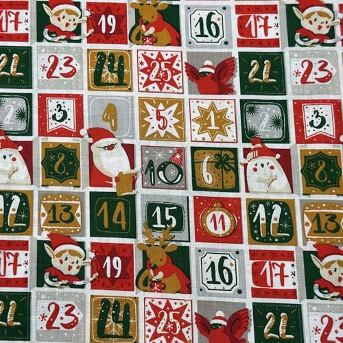 MAGAM-Stoffe Winter Season Baumwollstoff Weihnachten Oeko-Tex Meterware 50cm (Adventskalender)