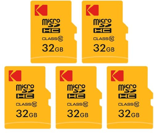 KODAK Pack de 5 Cartes Mémoire Micro SDHC 32 Go avec Adaptateur - Solution de Stockage Haute Vitesse