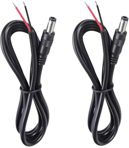 PENGLIN 2 STÜCK DC 5V-24V Power Pigtail Kabel, 5.5mm x 2.1mm Stecker auf 2-adriges blankes Kabel mit offenem Ende Reparaturkabel für CCTV Kamera,DC 5.5mm x 2.1mm Verlängerungskabel