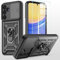 hülle für Samsung Galaxy A56 Handyhülle Kameraschutz Slide Camera mit 1 Stück Panzer Schutz Glas ﻿, 360 Grad Drehbar Metall Ring Fallschutz Handy Hüllen Outdoor Schutzhülle Cover Schwarz