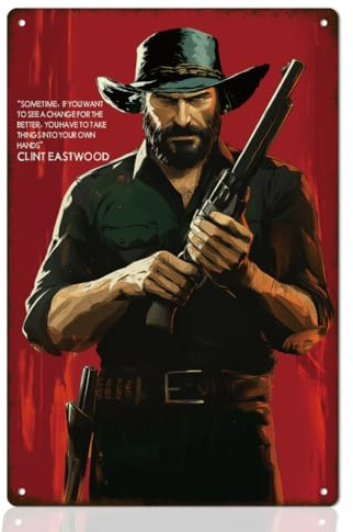 WEBEEDY Inspirierendes Positives Zitat Blechschild Vintage Clint Eastwood Charakter Motivierendes Metallschild Für Zuhause Büro Dekor Retro Bar Café Wanddekoration 20x30cm