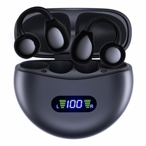 Open Ear Clip-On Bluetooth 5.4 Kopfhörer – Ultra-Leicht (4,5g/Ohr), IPX7 Sportkopfhörer wasserdicht (40h/LED) Perfekt für Brillenträger – Fitnessstudio, Laufen, Radfahren & Büro