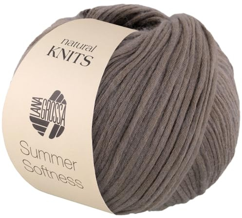 LANA GROSSA Summer Softness | Zartes Baumwollschlauchgarn, voluminös gefüllt mit flauschigen Merinofasern | Handstrickgarn aus 80% Baumwolle (Bio) & 20% Schurwolle | 50g / 130m FB19