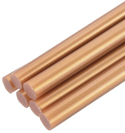 sourcing map 6pcs Full Size Hot Glue Sticks for Glue Gun 7mm x 200mm Small Glue Sticks, Metallic Gold