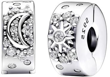 APMGONT Sonne Mond Stern Clip Abstandshalter Stopper Charm für Armbänder und Halsketten, 2 Stück Charms Anhänger Damen, Clip Abstandshalter Charm für Anhänger Charms Schmuck Geschenk für Frauen