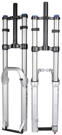 BSFHQS Mountainbike Federgabel 26/27.5/29 Zoll Federweg 160/180/200mm XC/AM/Downhill Vorderradgabel 1-1/8 Fahrrad Luftgabel Dämpfungseinstellung 9 * 100mm QR(Silver 180MM,29in)