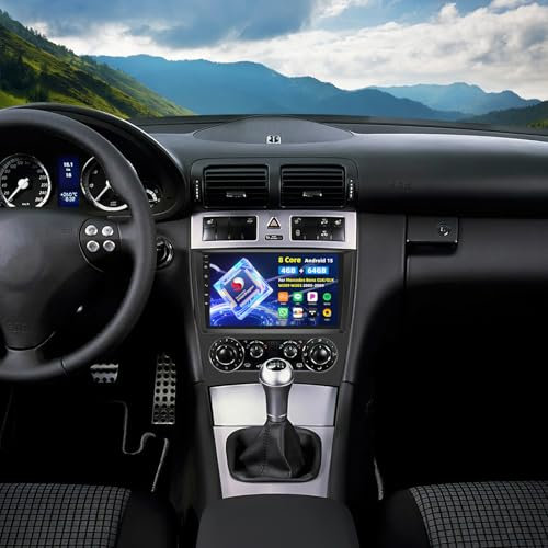 8 Core Qualcomm 4+64G Android 15 Autoradio für Mercedes Benz CLK/GLK W209 W203 2005-2009 Drahtlos mit Carplay Android Auto,9“ Touchscreen mit BT GPS WiFi FM/RDS DSP 3D Car Model Showcase