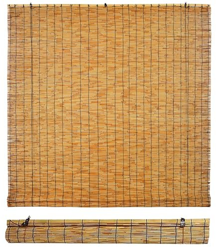 Customisable Bamboo Roller Blinds, Outdoor Blackout Roman Blinds for Windows, 50 60 70 80 90 100 120 Cm Wide Reed Shades Privacy Curtain for Kitchen Patio Garden, Pergola Privacy Screen