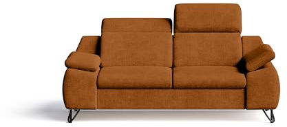 Robin Inspire IVERTO Sofa 2-Sitzer, Orange | 2-Sitzer Sofa, Chenille-Stoff in Leinenoptik, verstellbare Kopfstützen, neigbare Armlehnen, OEKO-TEX Stoff, Wohnzimmer