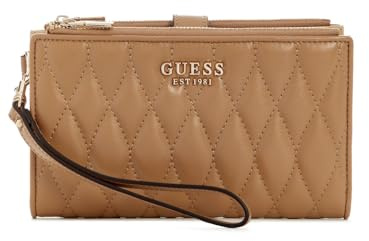 GUESS Porte-Monnaie Sac à Poignet Valla Zip Around Organizer Beige Marron Clair