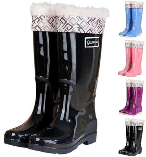 Stivali di gomma da donna/uomo, stivali da pioggia alti, antiscivolo, impermeabili, antivento, di sicurezza, per esterni, leggeri, antiscivolo, per pioggia, neve, 35-44, C viola., 36 EU