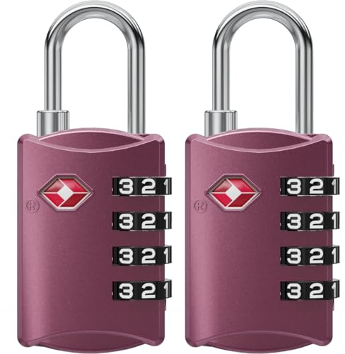 NOVLOCK Cadenas TSA à code 4 chiffres – sécurité voyage compatible USA – pour valise, sac à dos, sac de sport et bagage cabine – lot de 2, violet