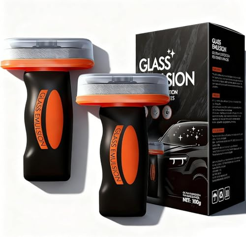 Hand-Held Glass Emulsion Cleaner, 2Pcs Car Glass Cleaner and Car Window Cleaner Kit with Handheld Brush, Glasses Emulsion, Q4 Glasses Guard for Car Windows Mirrors and Glasss Surfaces
