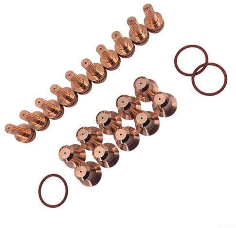 Plasmaschneid-Kit mit Elektroden Düsen und O-Ringen kompatibel mit AirForce 400 Plasmaschneider und ICE 25C ICE 27C ICE 27T Taschenlampen Kupfer und Gummimaterial für CNC