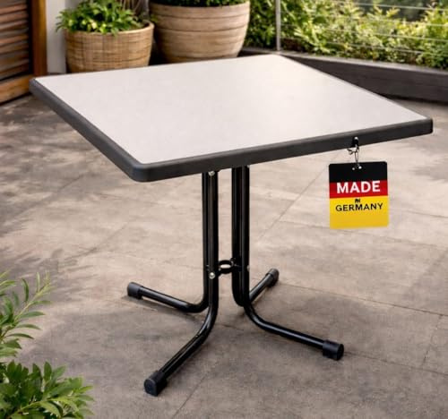 Gardissimo Boulevard Klapptisch Sevelit Metall 80 x 80 cm, Gartentisch, Wetterfest, Platzsparend Klappbar, mit Niveauausgleich, Anthrazit, mit Stoßkante