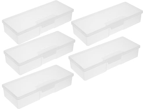 GETAJGHSD 5pcs White PVC Manicure Tool Storage Case with Design for Daily Storage and Desktop Organisation, Multifunctional Cosmetics Holder and Jewelry Bin to Protect Items